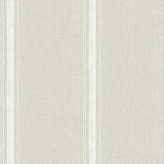 Chesapeake 3115-12463 Linette Fabric Stripe Wallpaper , Light Grey | Amazon (US)