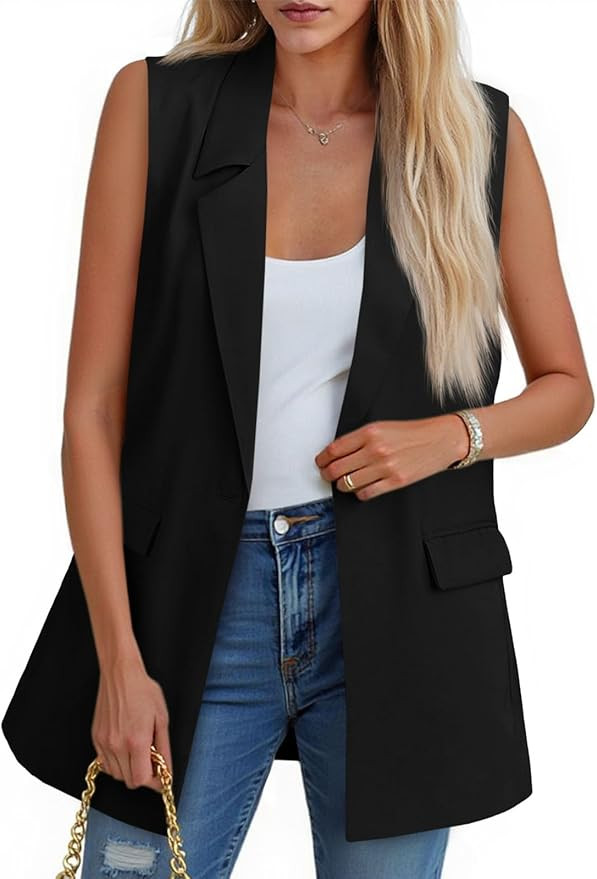 Cicy Bell Women's Sleeveless Blazer Vest Casual Open Front Single Button Summer Jacket with Pocke... | Amazon (US)