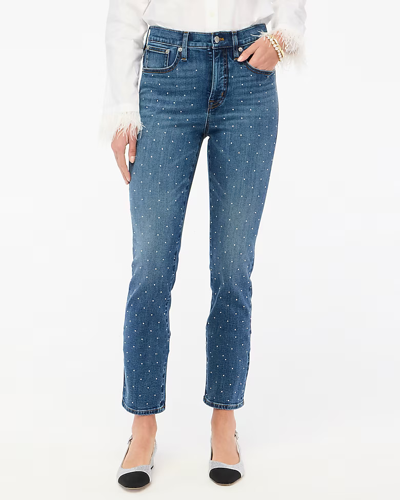 Rhinestone essential straight jean in all-day stretch | J.Crew Factory
