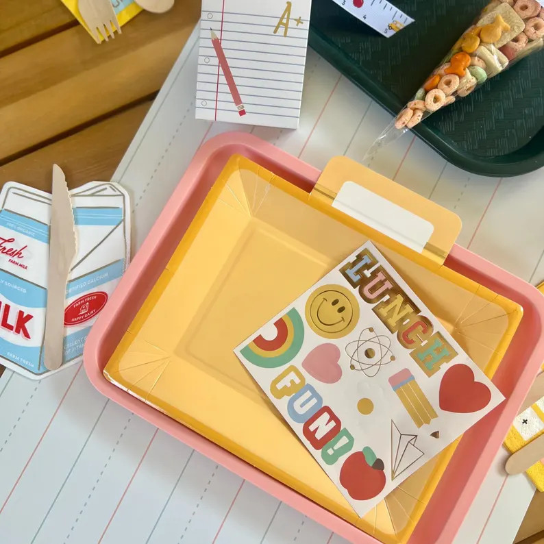 Lunchbox Paper Plate Set: Back to School Party Decor, Stickers Included | Etsy (Global)
