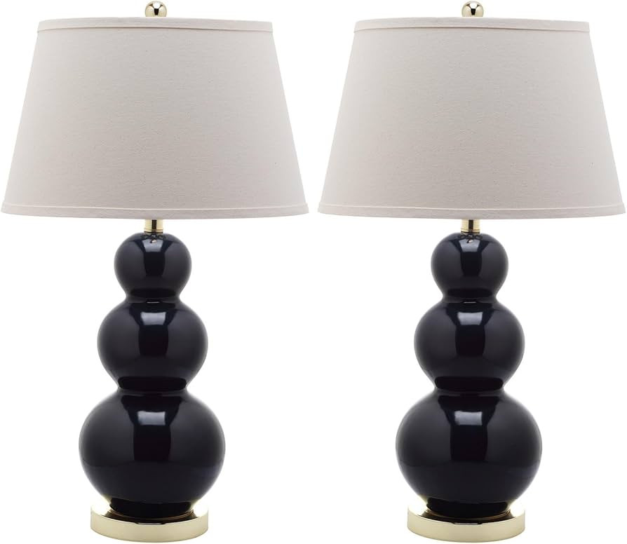 SAFAVIEH Lighting Collection Pamela Modern Contemporary Navy Triple Gourd Ceramic 27-inch Bedroom... | Amazon (US)