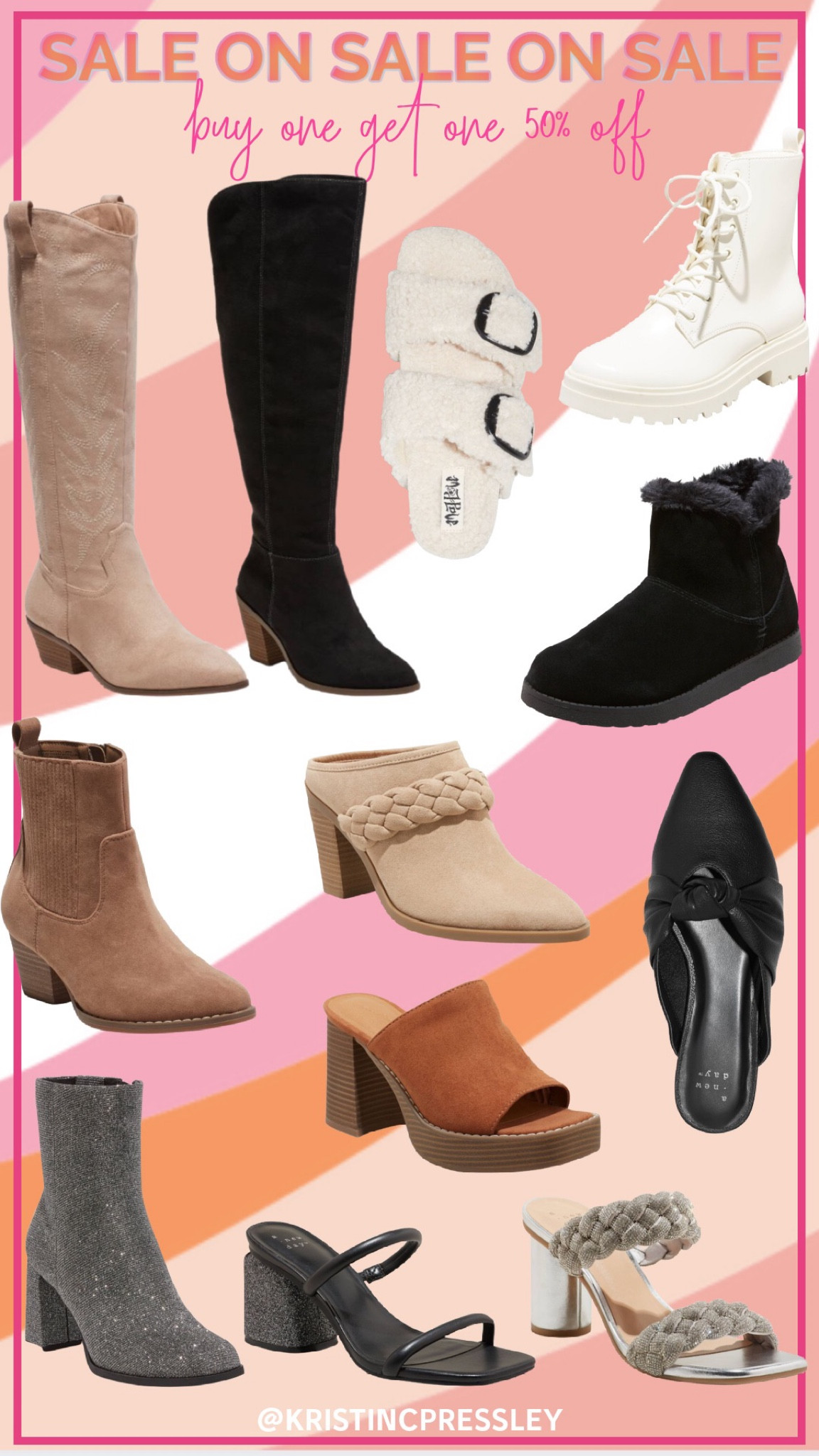 Fall shoe sale. Bogo half off shoes. Fall shoes. Formulas. Heeled mule. Flat mule. Western style booty. Western style boot. Tan boot. Black boot. Knee-high boot. White combat boot. Fall heal. Black sparkly boot. Designer inspired boot. Ugg dupe. Fuzzy mules. Birkenstock dupe. 

#LTKshoecrush #LTKsalealert #LTKSeasonal