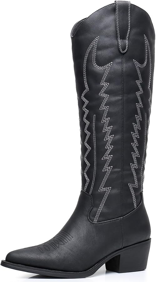 GLOBALWIN Women's Knee High Long Pointed Toe Western Cowboy Boots | Amazon (US)