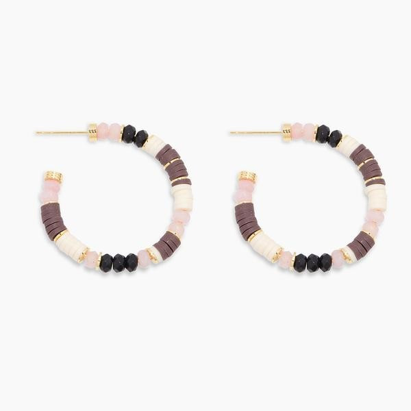 Blair Gem Hoops (Pink & Black Stone) | Gorjana