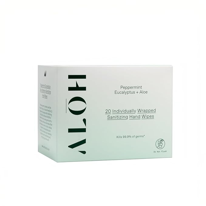 ALŌH Skin - Softening Sanitizing Hand Wipes – Peppermint + Eucalyptus Aloe (1 Box of 20 Indivi... | Amazon (US)