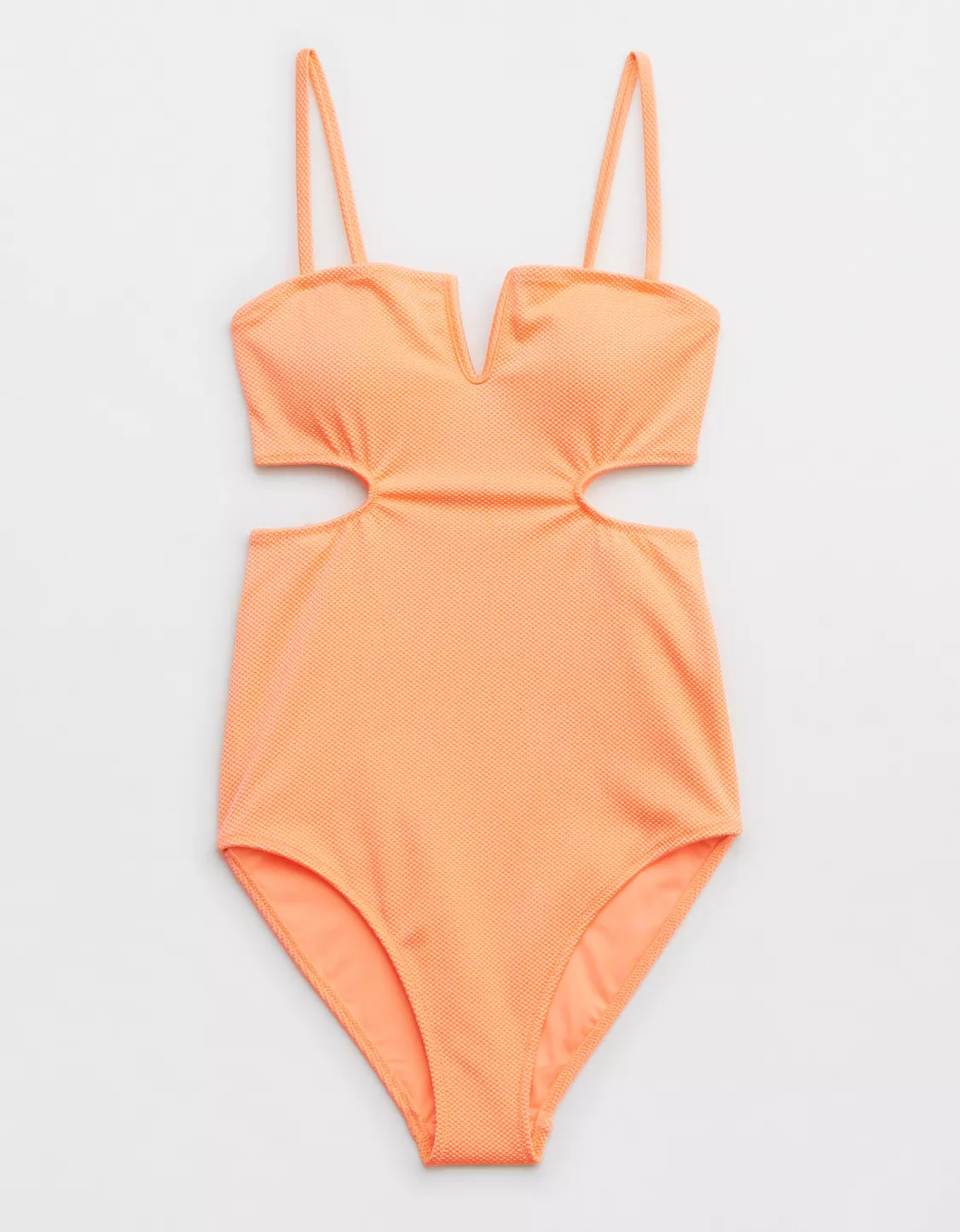 Aerie Shine Pique V Wire Cut Out One Piece Swimsuit | Aerie