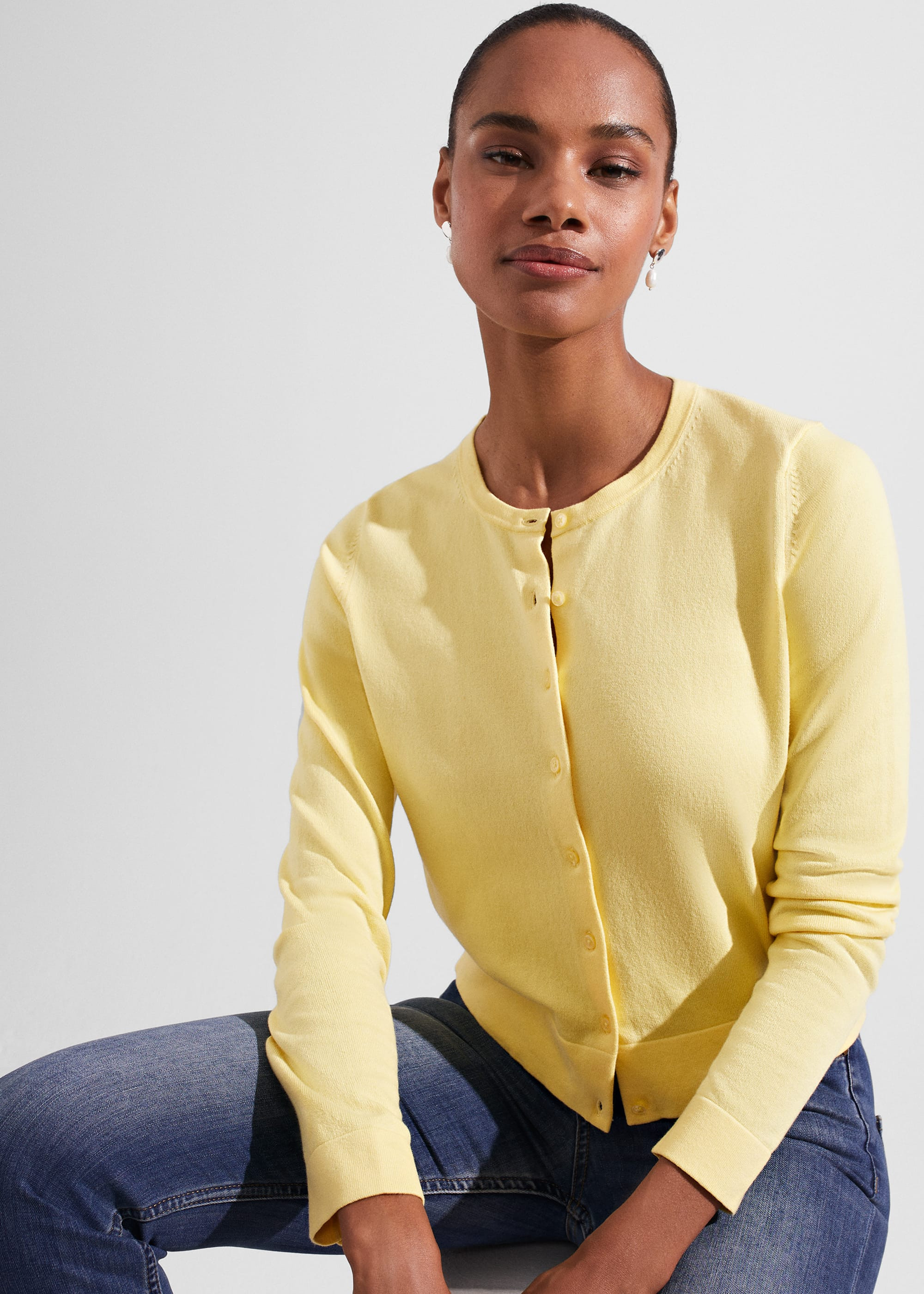 Hobbs Women's Michelle Cotton Cardigan - Lemon Zest | Hobbs
