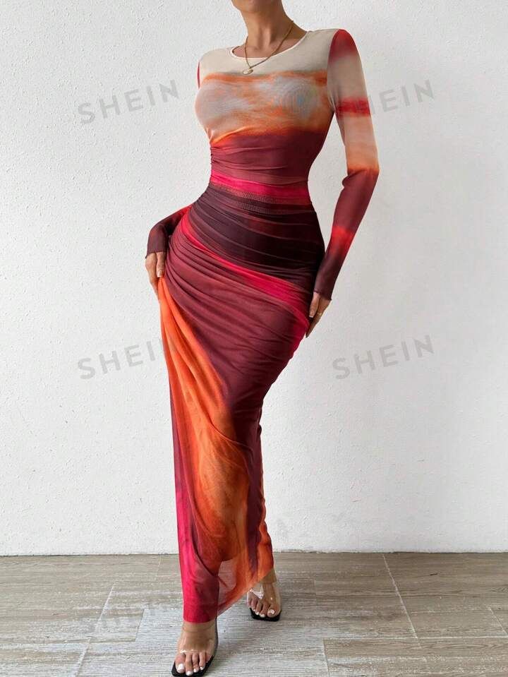 SHEIN BAE Women's Gradient Pleated Dress | SHEIN