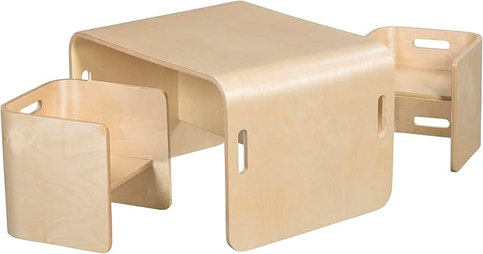 Bentwood Adaptable Kids Table and Chairs Set, Kids Furniture, Natural, 3-Piece | Amazon (US)