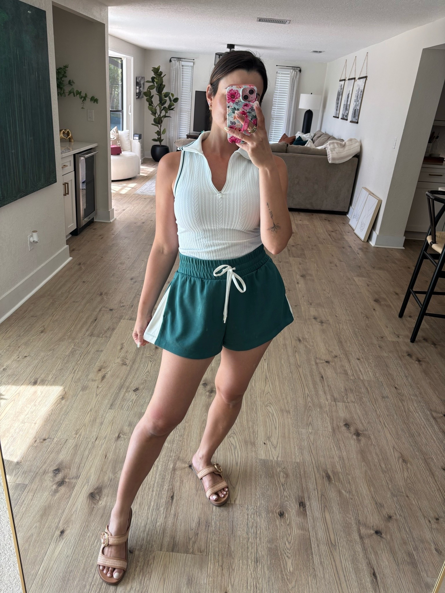A cute athleisure look that can take you from the golf course or pickleball court to lunch, shopping, running errands, or school pick up! 

This look could also work as a great gravel day look! Both my cable polo tank top and pique shorts are on sale right now at @Target!

#LTKSaleAlert #LTKootd #LTKActive