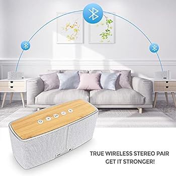 comiso Bluetooth Speakers, 20W Loud Wood Home Audio Outdoor Portable Wireless Speaker, Subwoofer ... | Amazon (US)