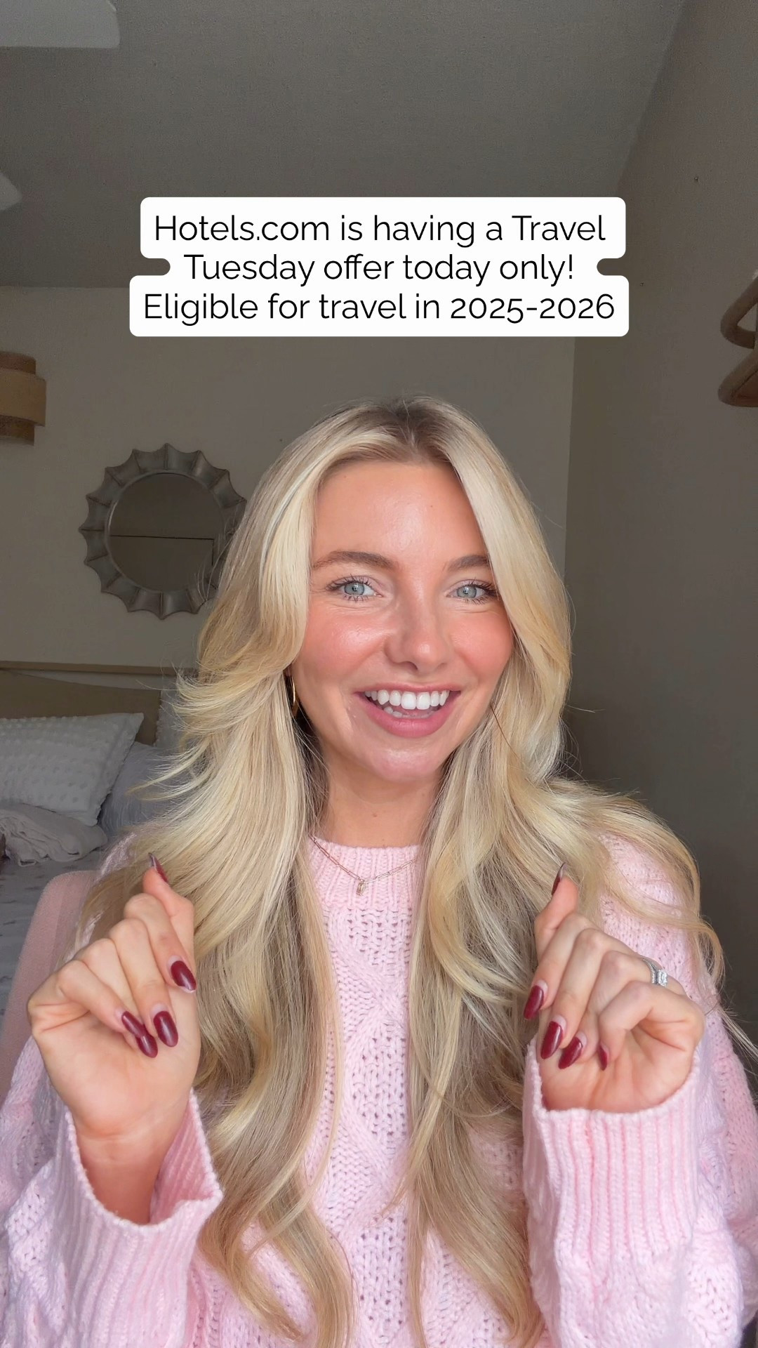 #EGPartner Hotels.com is having a Travel Tuesday offer with up to 75% off select properties! Deals are good today only while supplies last. 

Book by 12/2/2025 11:59 pm in hotel property local time; travel by 12/30/2026. Member Prices are available to Hotels.com® app users and One Key members. Limited availability, blackout periods may apply #ad @Hotelsdotcom 

#LTKCyberWeek #LTKTravel