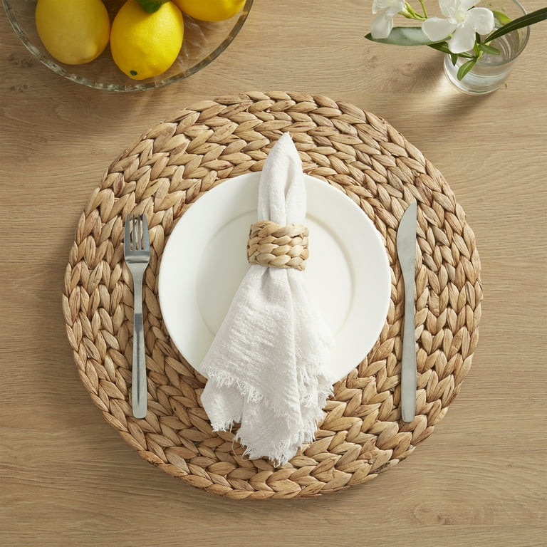Better Homes & Gardens Natural Beige Water Hyacinth 15" Round Table Placemat, 1 Piece | Walmart (US)