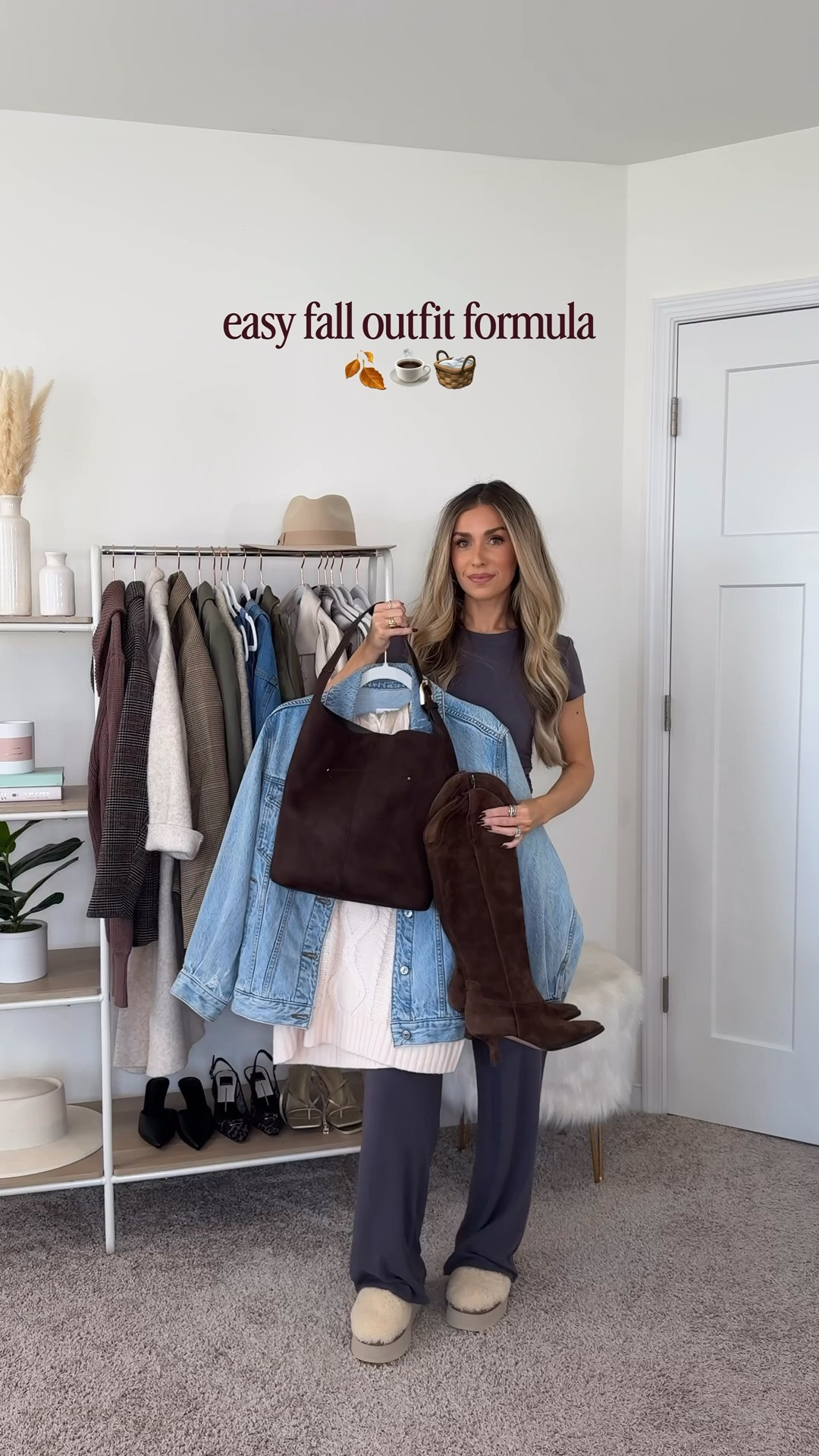 Easy Fall Outfit Formula ☕️🍂🧺 consider this your new go-to casual outfit this season! It’s cute, comfortable and the perfect mix of casual and elevated! These satin shorts have been a favorite of mine, and make getting dressed for early fall weather seamless. 

Size xs in the satin shorts & denim jacket! Size small in the sweater. Boots are true to size! 

Comment “FALL” to get everything from my casual fall outfit sent over to you directly along with sizing details! As always, you can find this outfit along with even more fall outfit ideas over on my LTK! 

Fall fashion, fall fashion 2026, casual outfit, casual fall outfit, fall outfit ideas

#LTKootd #LTKgrwm #LTKPetite