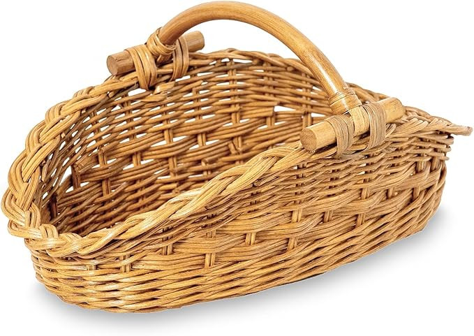 The Basket Lady Wicker Gathering Basket, Small, 18.5 in L x 10 in W x 9 in H, Sandstone (Sold Ind... | Amazon (US)
