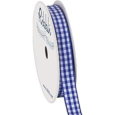 Ribbli Electric Blue and White Gingham Ribbon,100% Polyester Woven Edge,3/8 Inch x 10 Yard,Plaid ... | Amazon (US)
