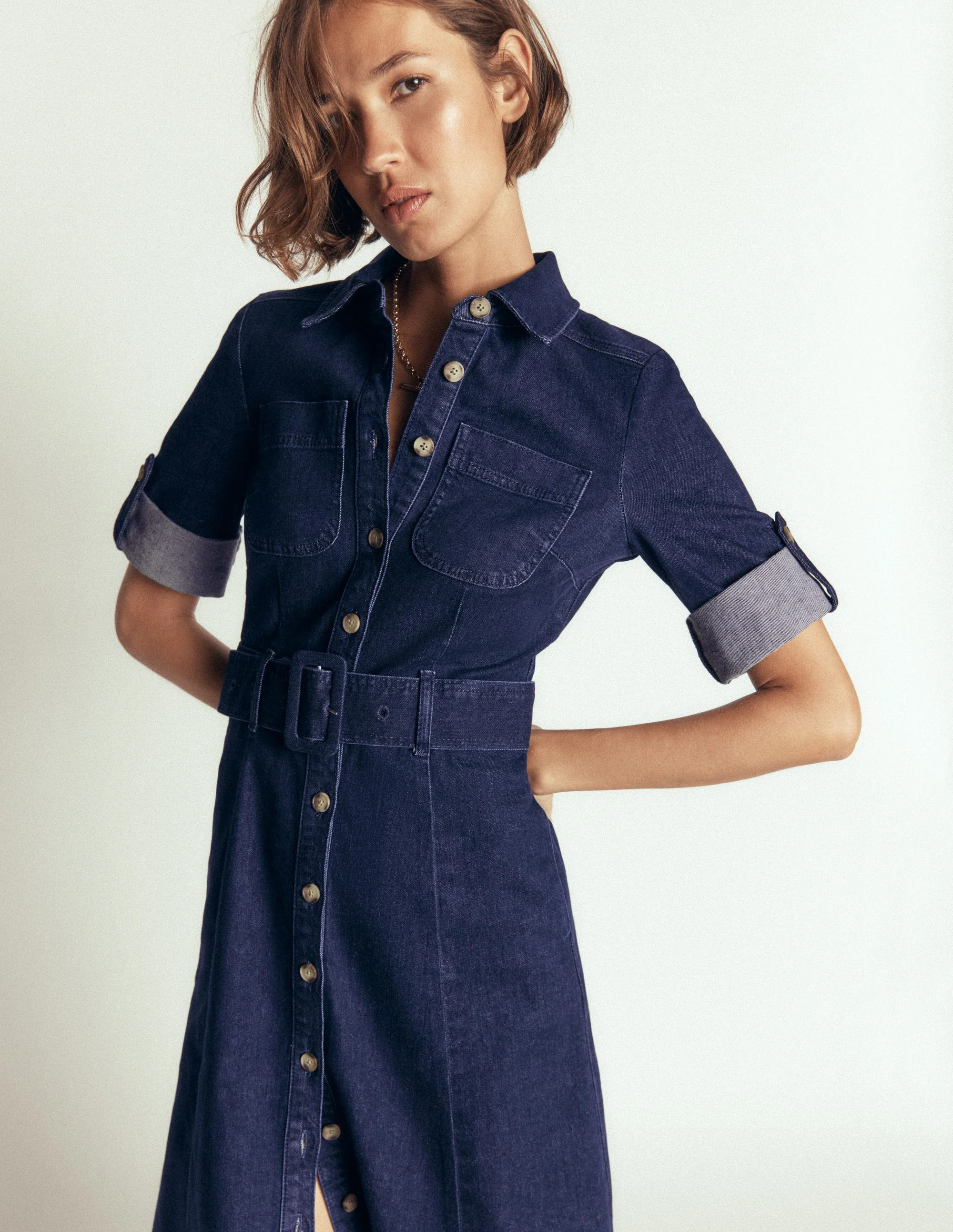 Denim Midi Shirt Dress-Light Vintage | Boden (US)