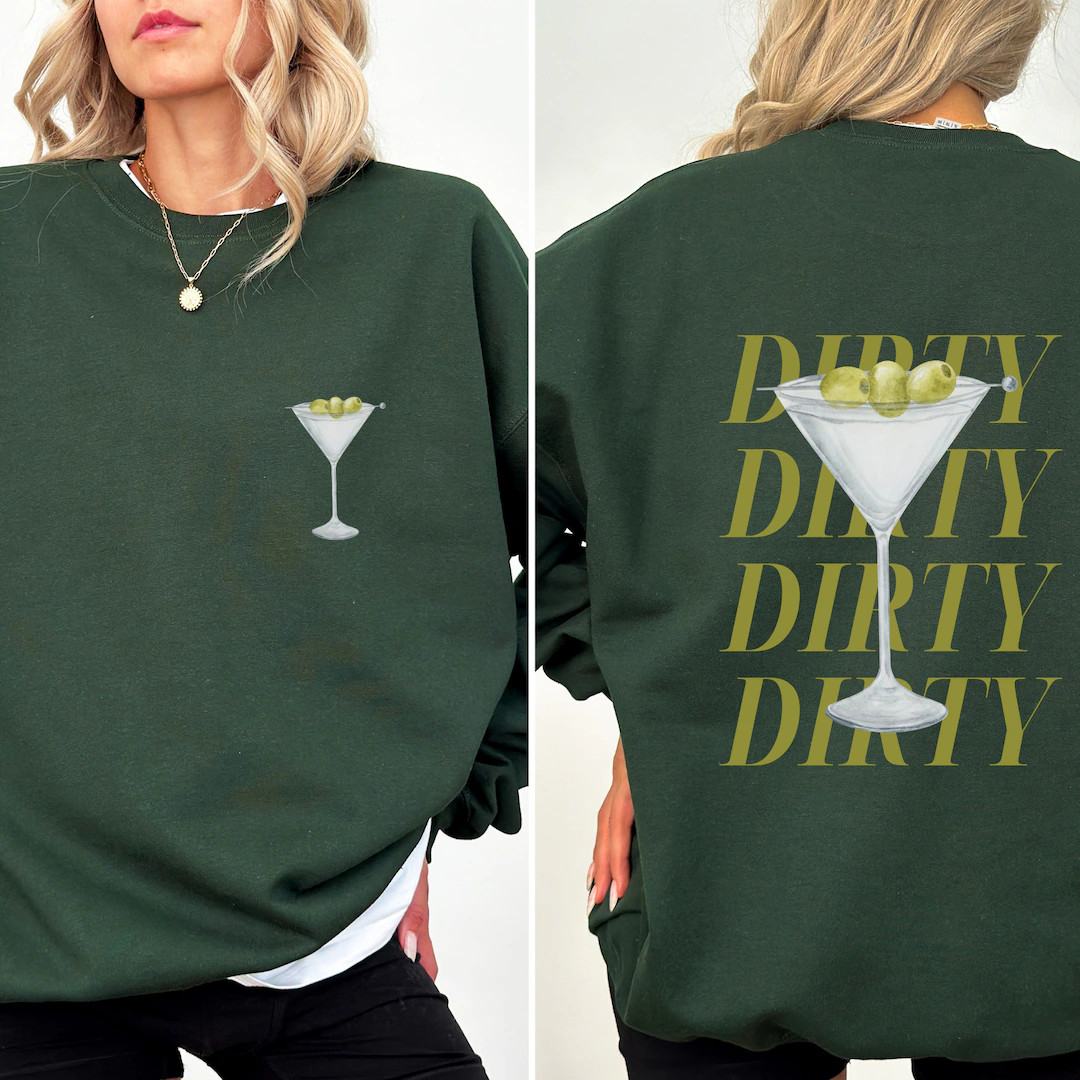 Dirty Martini Sweatshirt Martini Lover Crewneck Tini Time - Etsy | Etsy (US)