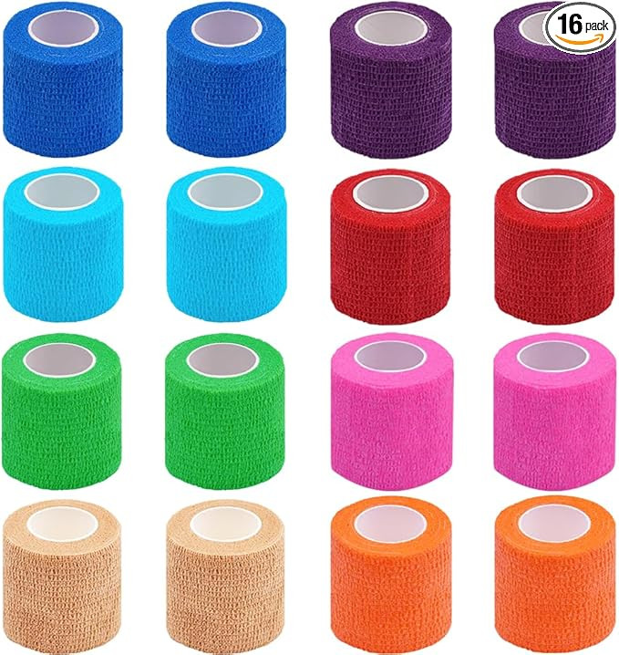 16 Pack Self Adhesive Bandage Wrap, 2" X 5 Yards Multi-Colored Elastic Cohesive Bandage Wrap for ... | Amazon (US)
