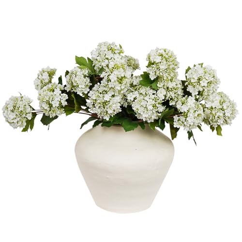 Melorca&Guilla Artificial Flowers for Decoration, 3Pcs 23inch White Hydrangea Fake Flowers,Faux Flowers for Vase,Faux Floral Stems for Wedding Party Kitchen Home Decorations (3, White001) | Amazon (US)