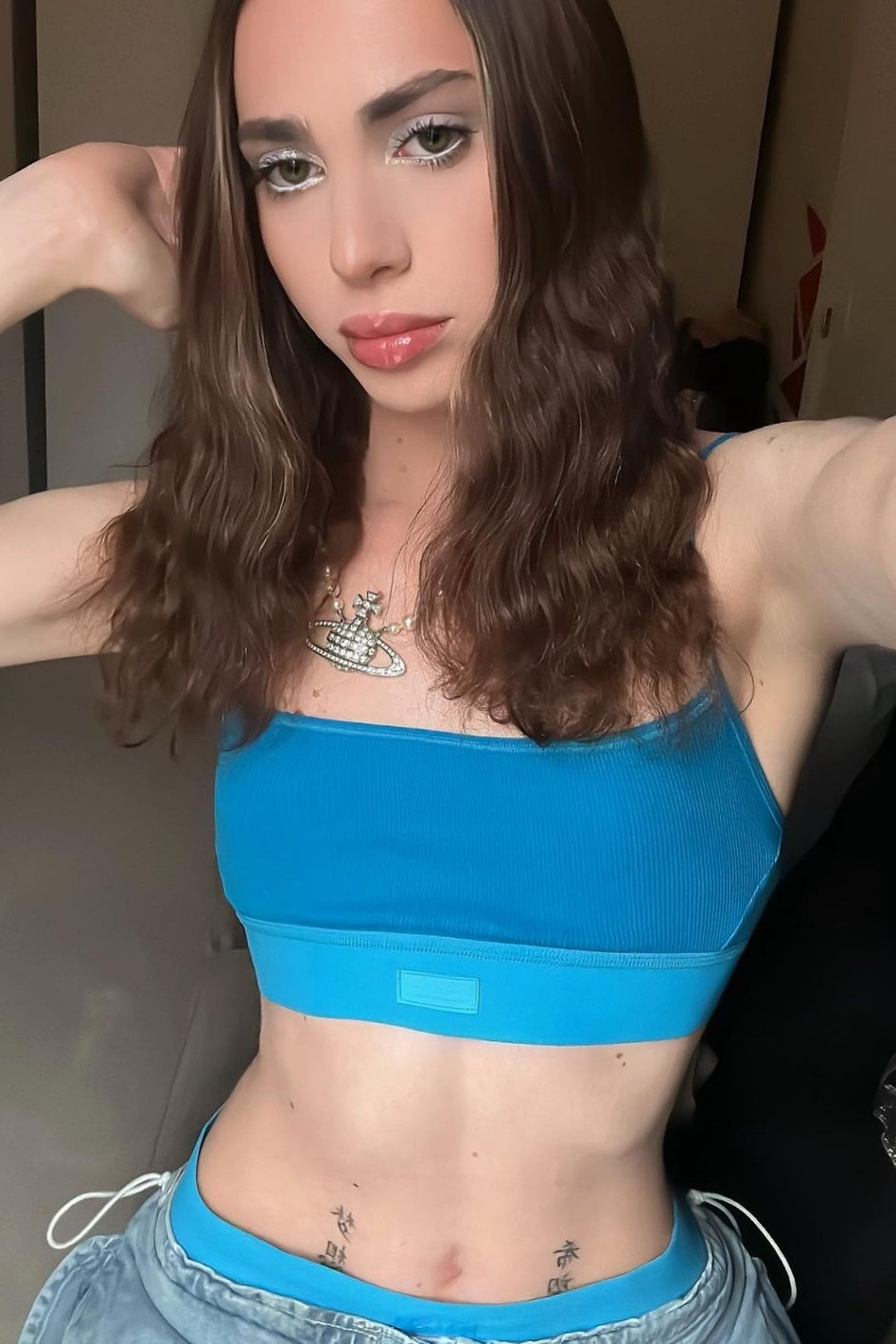 Blue crop top, cropped bralette, ribbed shorts, electric blue set, lounge wear, Vivienne Westwood pearl necklace 

#LTKstyletip #LTKSeasonal #LTKeurope