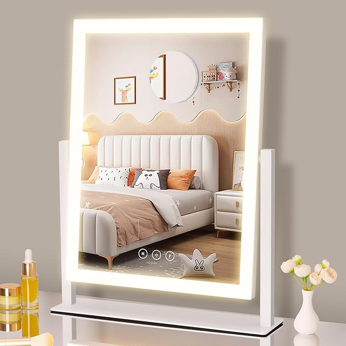 Lighted Makeup Mirror, Hollywood Vanity Mirror with Lights, Three Color Lighting Modes, and 5X Ma... | Amazon (US)