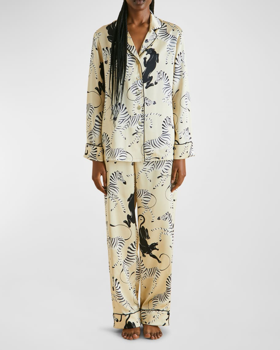 Lila Animal-Print Silk Pajama Set | Neiman Marcus