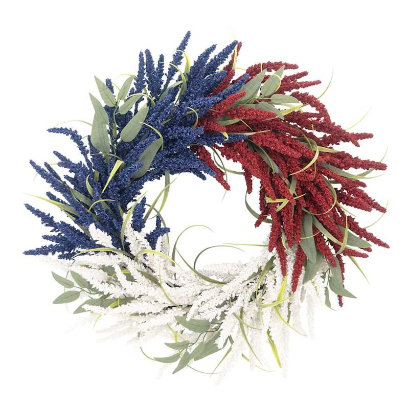 Red White & Blue Heather Wreath, 22" | At Home
