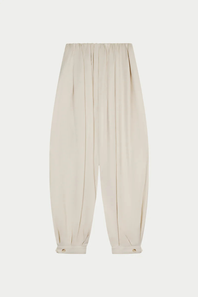 SATIN GATHERED BALLOON TROUSERS - IVORY | The Couture Club