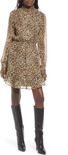 Charles Henry Smocked Cutout Long Sleeve Minidress | Nordstrom | Nordstrom