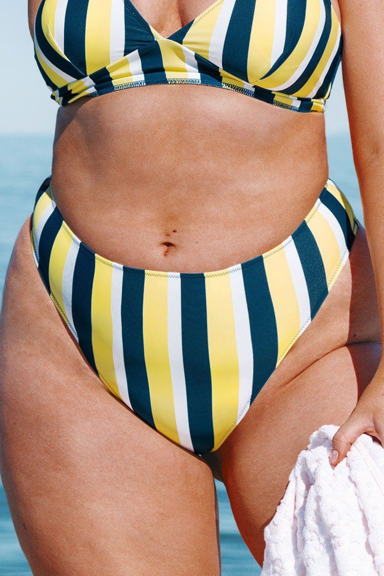 Michelle Striped Plus Size Bikini Bottom | Cupshe