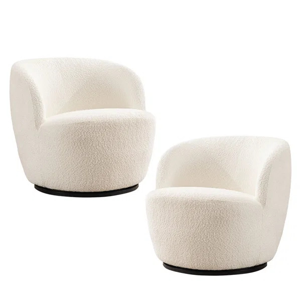 Nen Upholstered Swivel Accent Chairs, Boucle Swivel Barrel Chair, Accent Arm Chairs for Small Spa... | Wayfair North America