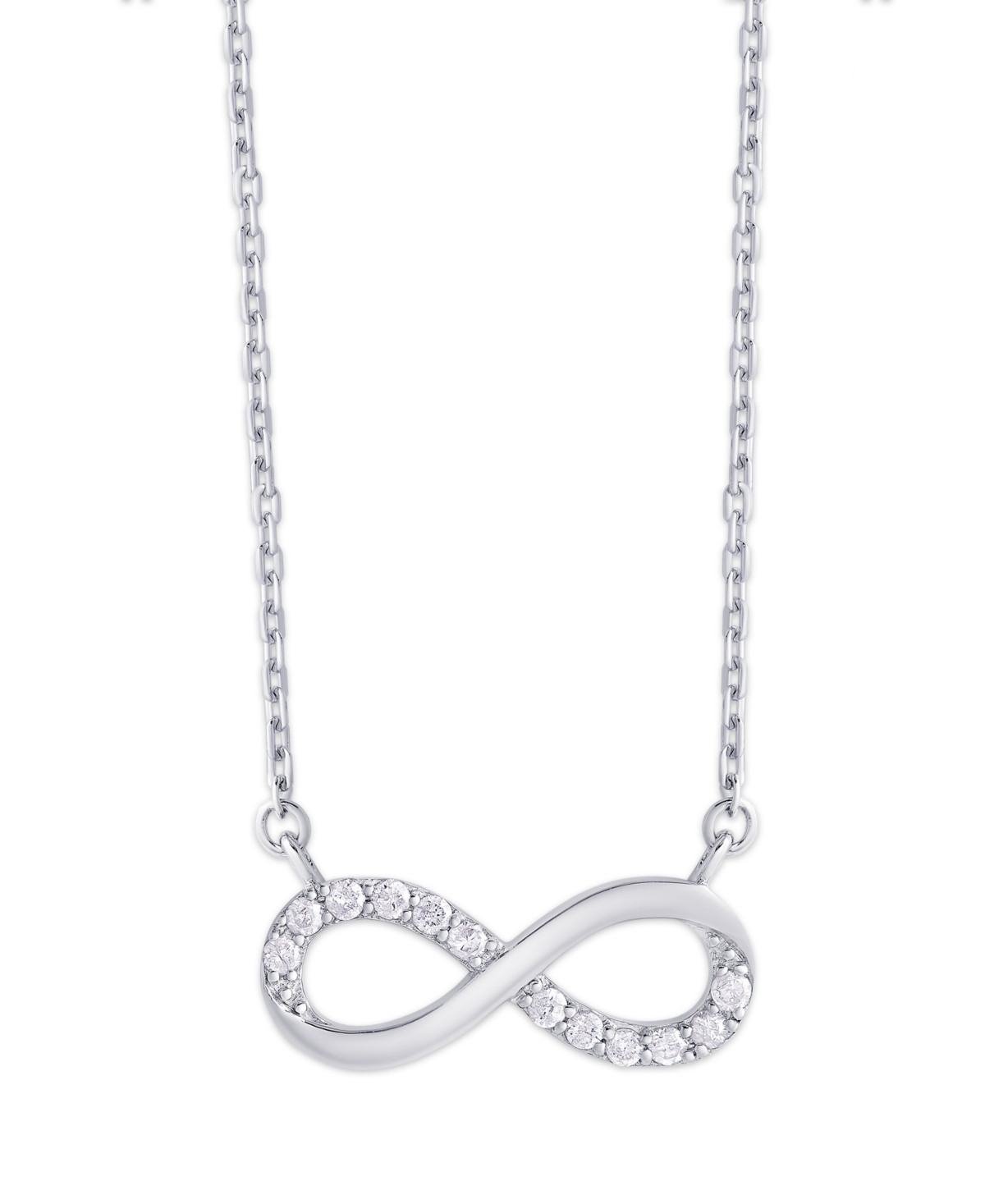 Diamond 1/5 ct. t.w. Infinity Necklace in Sterling Silver - Silver | Macy's