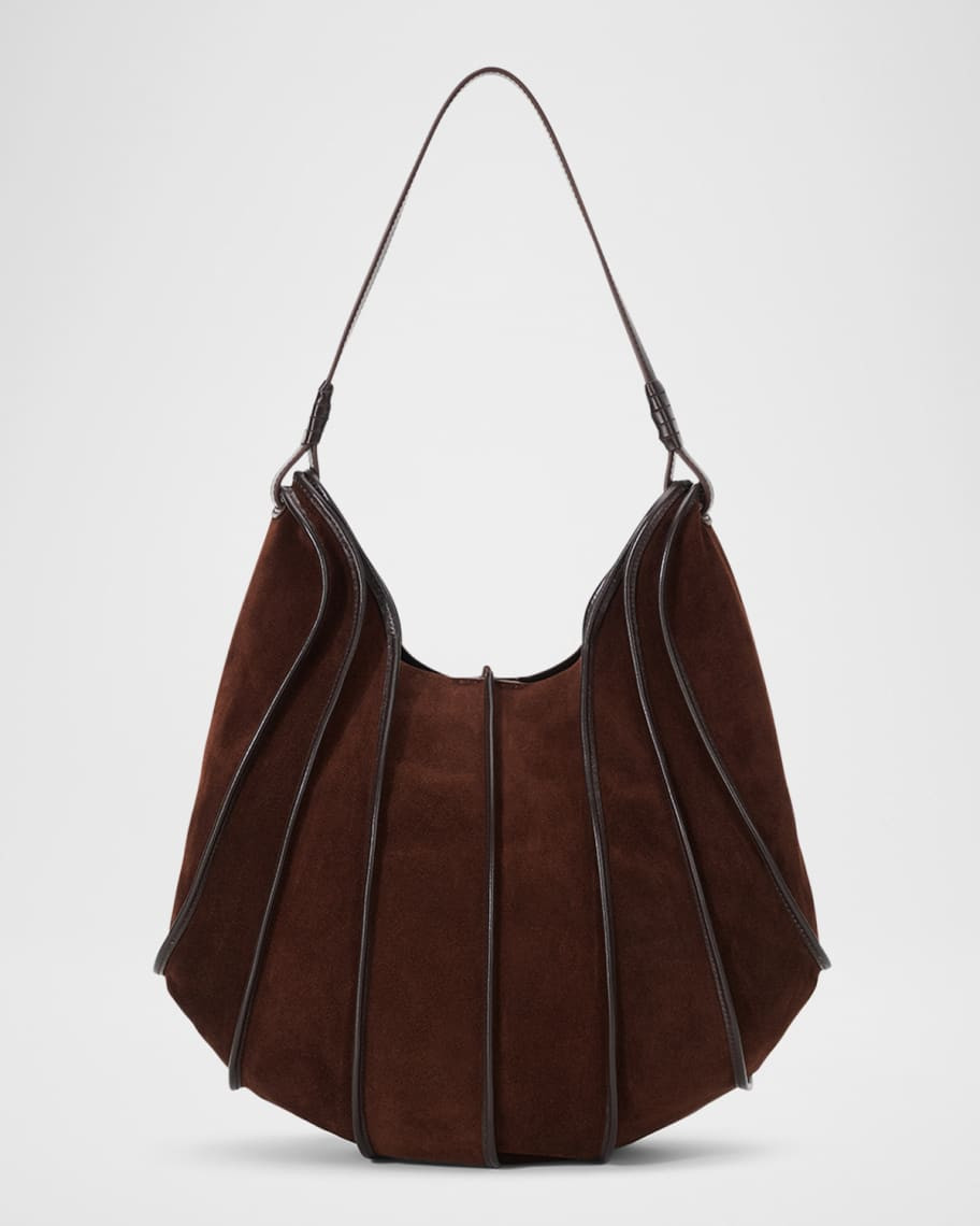 STAUD Tulip Panel Suede Shoulder Bag | Neiman Marcus