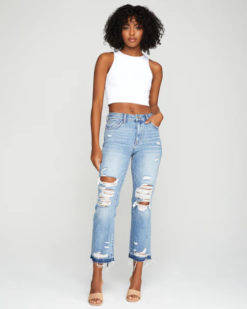 Neilson High Rise Distressed Straight Denim - SALE | VICI