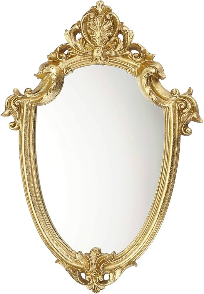 JUXYES Antique Small Mirror for Wall Decor, Vintage Shield Shape Decorative Cosmetic Mirror with ... | Amazon (US)