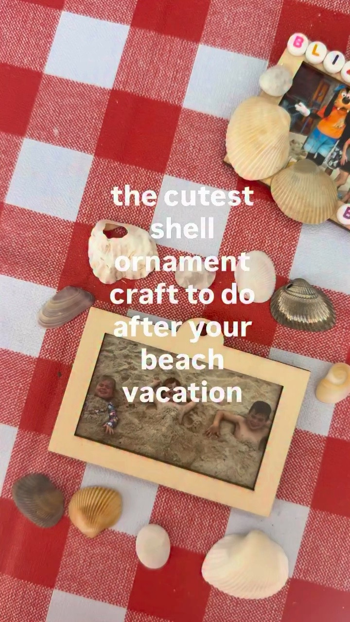 so we are obsessed with these DIY seashell frame ornaments! 🐚 comment LINK 🔗 to get the links to the frames & glue used!

last year we made picture frames that I updated with our photo from this beach trip - so we wanted to do something different! 

We found our tiniest shells, I grabbed these wooden frames off Amazon and printed wallet sized pictures from Walgreens. I used e7000 glue and let it dry for 48 hours. 

We gave 2 frames to my mom & kept two for us! I can’t wait to hang them on our tree this year. 🥹🥹🥹

•
#momlife #momlifebelike #diyornaments #seashellornament #ornamentframe