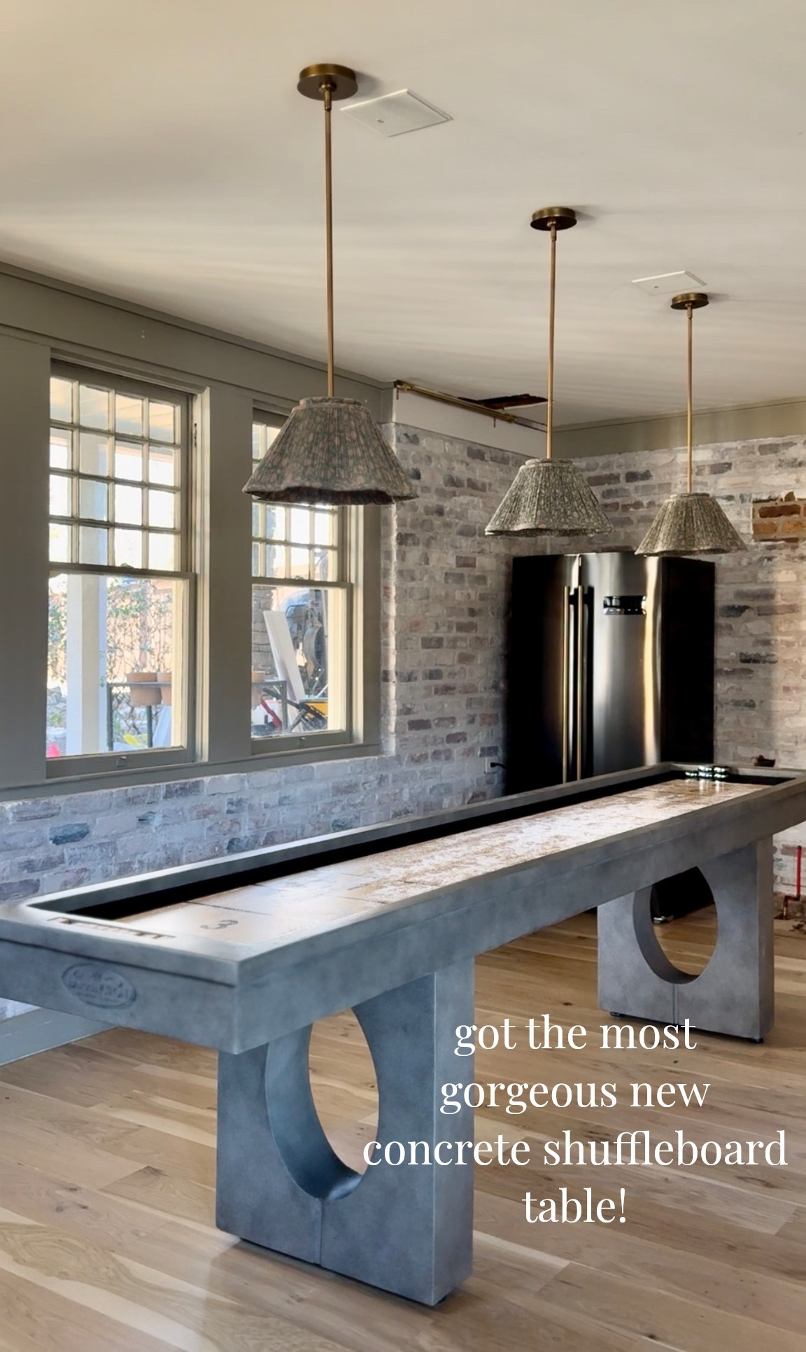 Just got the most GORGEOUS new concrete shuffleboard table! 🤩 

#LTKHome #LTKdayinmylife #LTKOver40