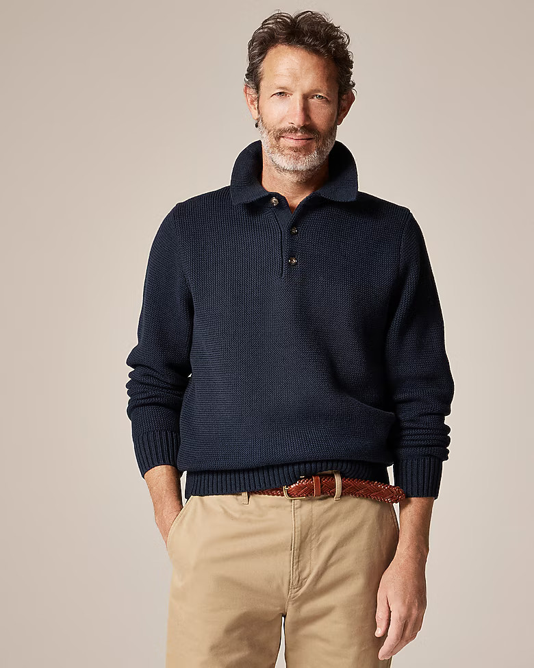 Cotton racking-stitch sweater-polo | J. Crew US