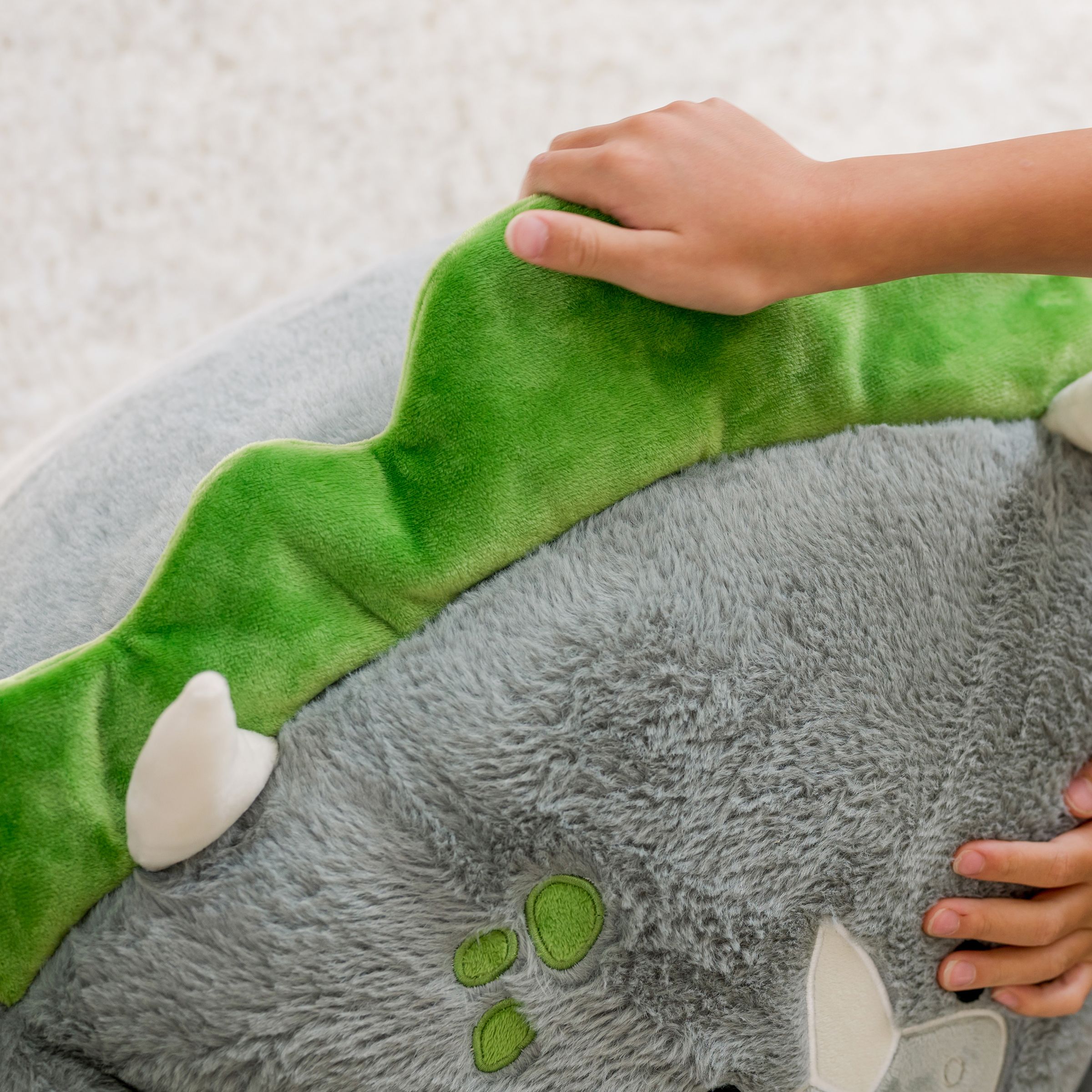 Your Zone Kids Soft Plush Dinosaur Bean Bag Chair, Grey | Walmart (US)