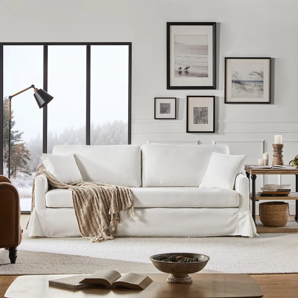 Wimberly 80.5" Farmhouse Upholstered Slipcovered Sofa | Wayfair North America