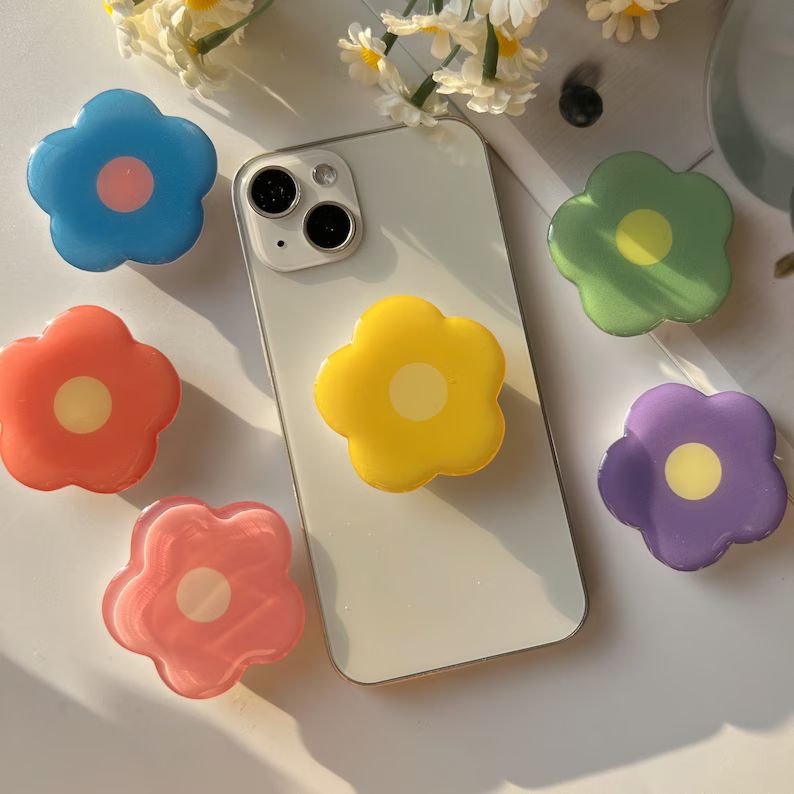 Simple Flower Phone Grip, Cartoon Transparent Folding Phone Holder,cute Phone Accessories,phone C... | Etsy (US)