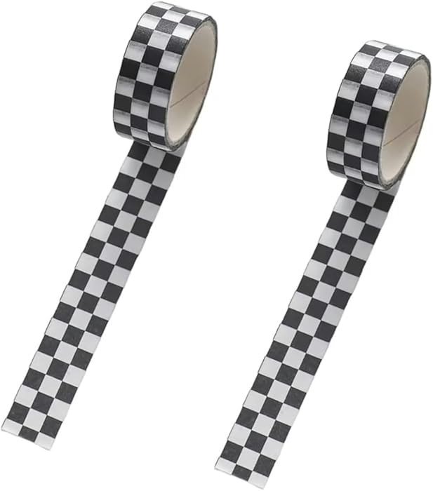 2Pcs Black White Decorative Washi Tape Compact Checkerboard Pattern Paper Tape DIY Fade-Resistant... | Amazon (US)