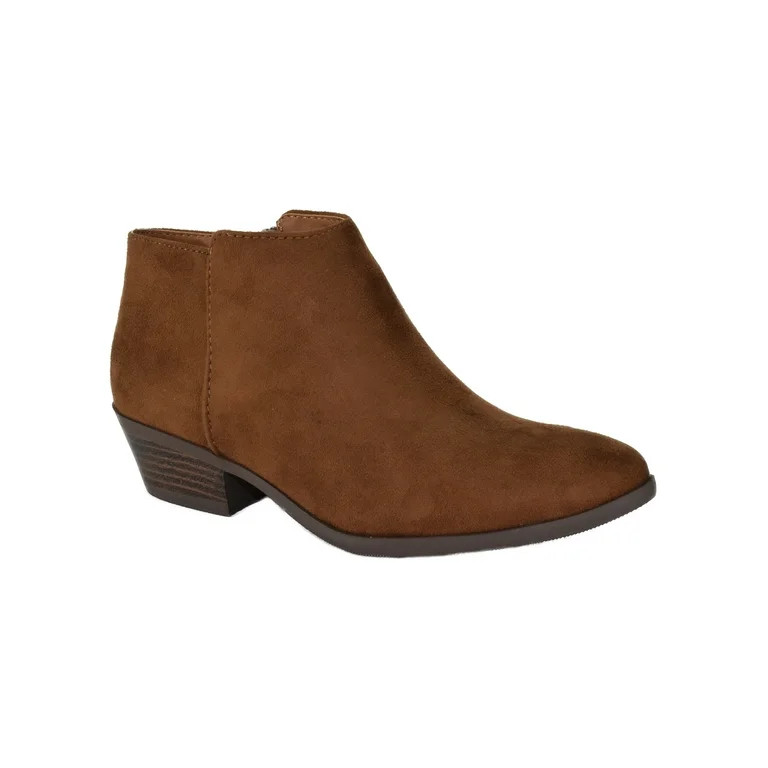 Mug Cognac Tan Brown Suede Booties Soda Women Ankle Boots Small Short Heel Side Zipper 10 | Walmart (US)