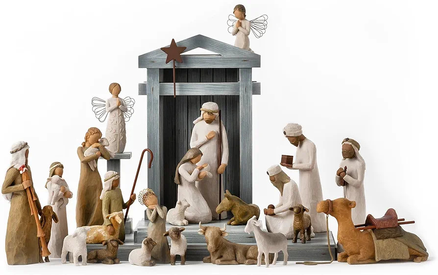 Willow Tree Nativity Premier Plus Shepherds, Animals and Angels, 24-Piece Set | Amazon (US)