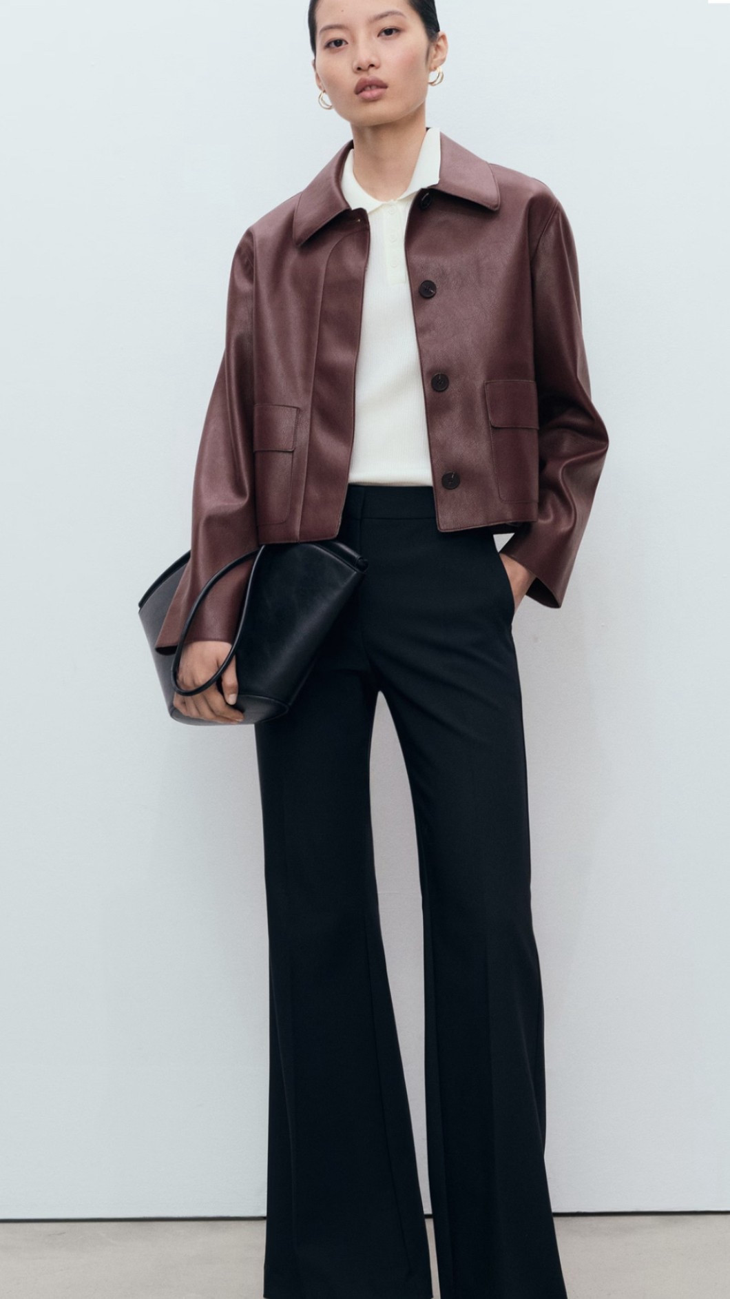 I have been seeing this color a lot which leads me to believe that maroon is the “it girl” color this season 🍂 

The minimalist design of this leather-effect jacket by Mango clothing is so chic fall. This design makes it versatile for dressing up s seen here or dressing down with a good pair of jeans and a hoodie underneath. 

Faux leather jacket, maroon jacket, outerwear for women, minimalist wardrobe, chic outfit, women’s jacket, fall outfit, teacher outfit, office outfit for women, mango clothing 

#LTKStyleTip #LTKWorkwear #LTKSeasonal