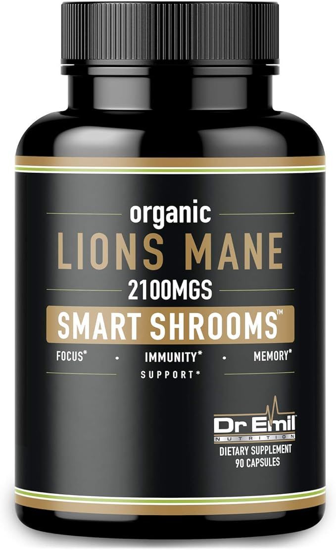 Organic Lions Mane Mushroom Capsules - Maximum Dosage + Absorption Enhancer - Nootropic Brain Sup... | Amazon (US)