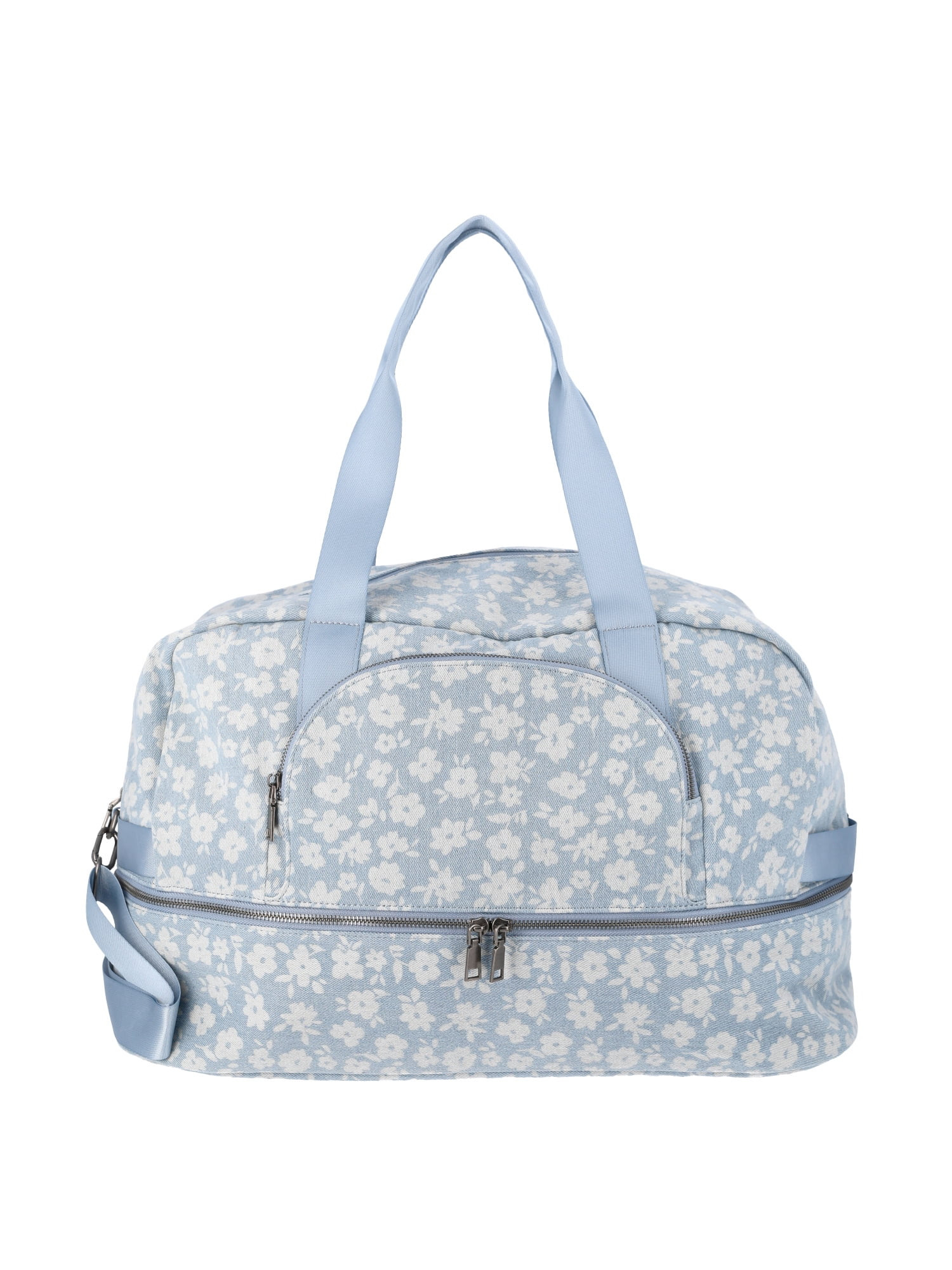 No Boundaries Women's Dome Weekender Bag, Floral Denim | Walmart (US)