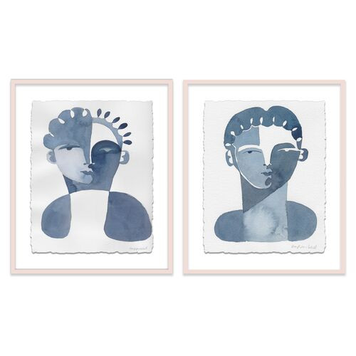 Hayley Mitchell, Claudine & Perette Diptych Painting | One Kings Lane