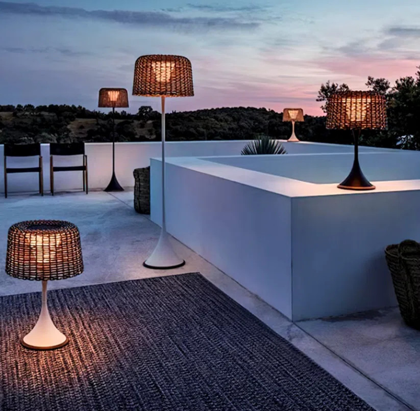 Serenity Metal And Rattan Floor Lamp | 3000K LED Light Lamp For Indoor And Outdoor | Wayfair North America